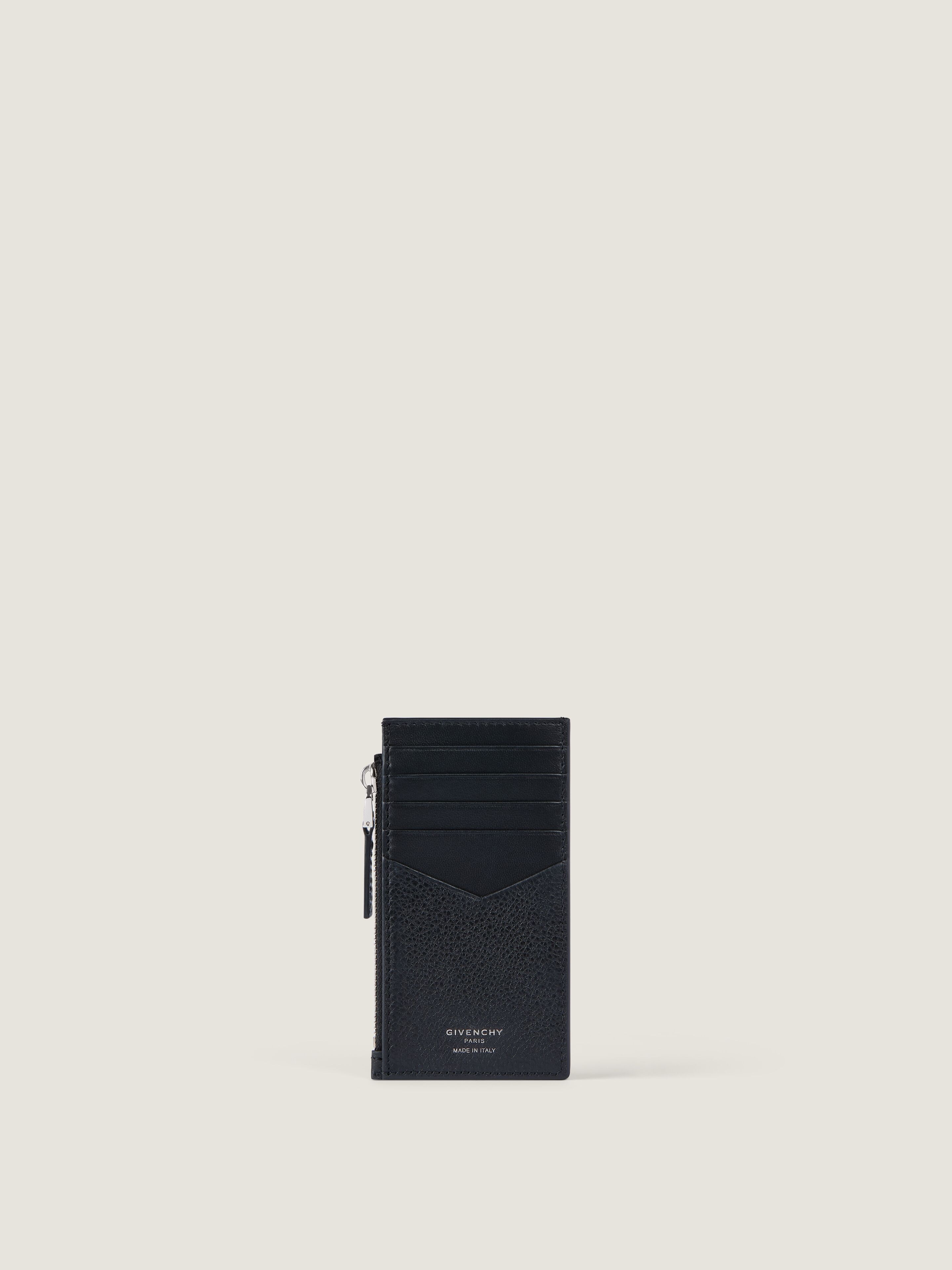 Zipped card holder in grained leather